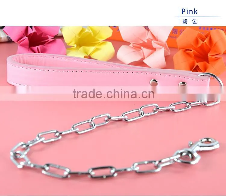 China Leather Lead Hand Pulling Chain Dog leash
