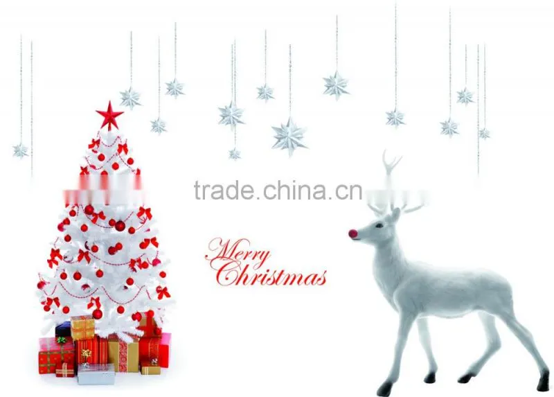 ALFOERVER pvc antelope and christmas tree window decal sticker