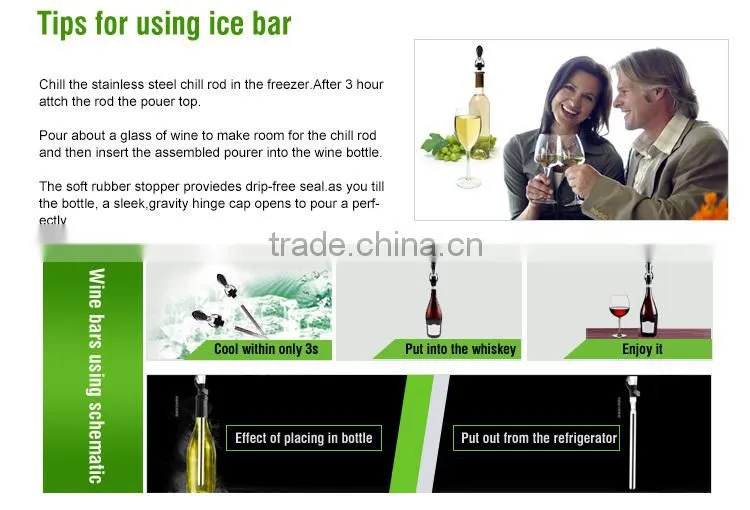 top sale ice beer bottle cooler stick, high quality Wine Chiller Stick