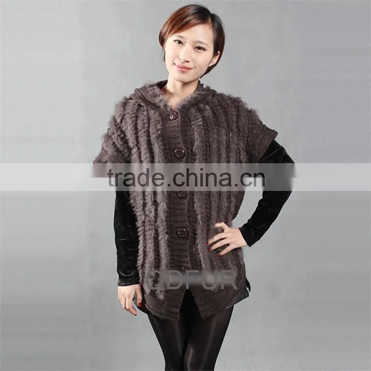 QD27881 china supplier garments of karachi rabbit fur knitting jacket clothes for woman jackets