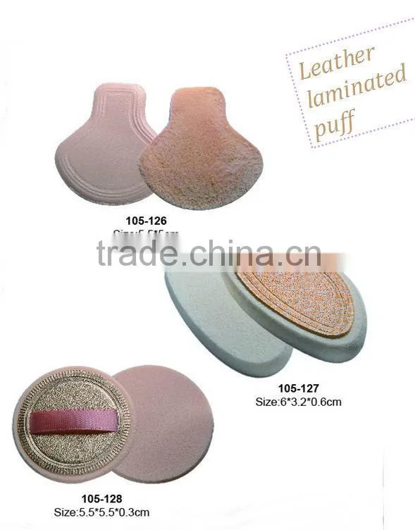 Flocking powder puff with ribbon