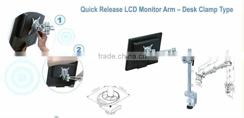 Quick release LCD monitor arm