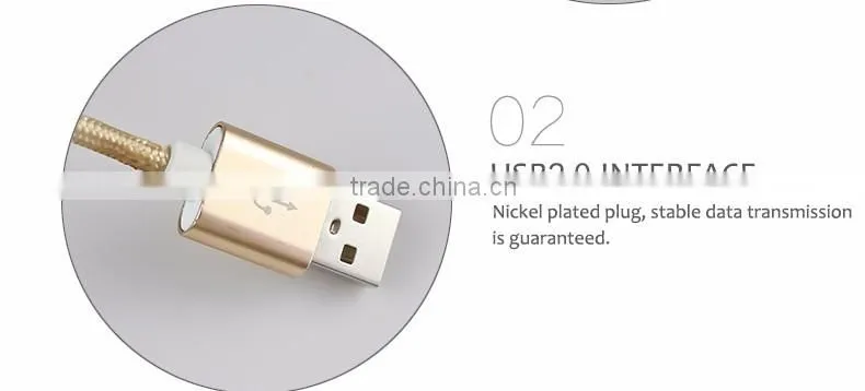 1.2m Nylon Woven Three Metal Plugs 3 in 1 Micro USB Cable Colorful Phone Cable for iPhone 6 6s Plus 5s Android Type C