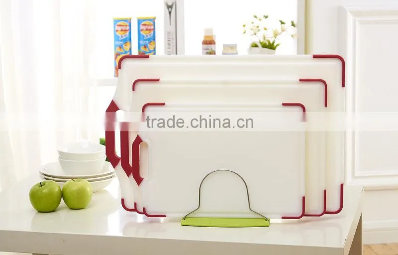 3PCS Square Double Thickness Colorful Large Plastic Square Cutting Board Set For Kitchen Non Silp Chopping Board