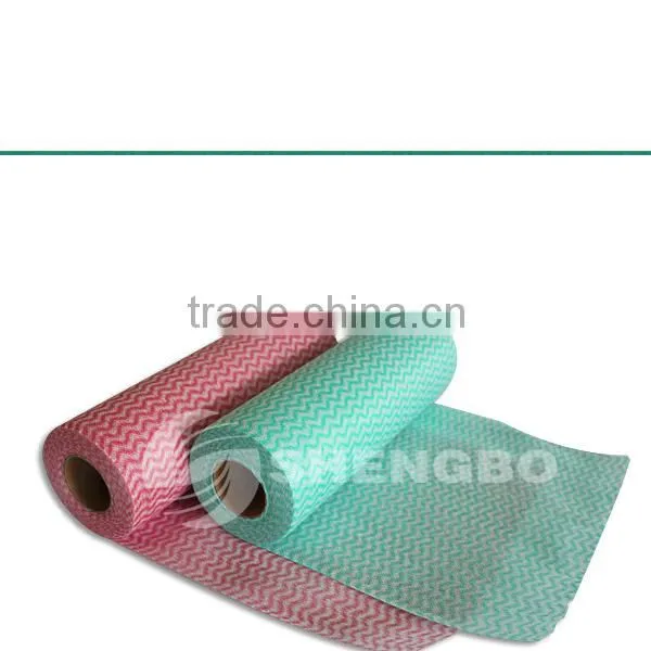 Spunlace nonwoven cleanning wipe roll 30*50cm blue green orange red