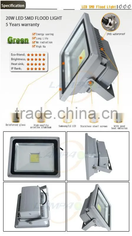 5 years warranty cheap price outdoor IP65 20 watt Samsung LG 12v pir led flood light