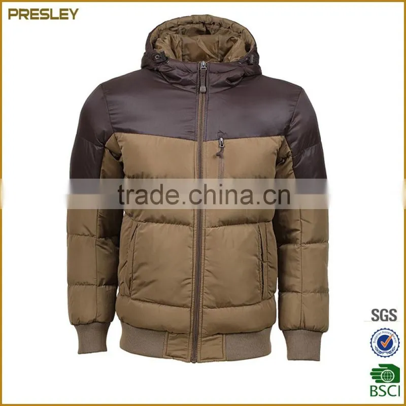 BSCI oem high quality winter brown men's down jacket coat made in china