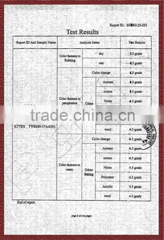 Test Report for HYGY Multi-Function Fabric AATCC8&AATCC125&AATCC107