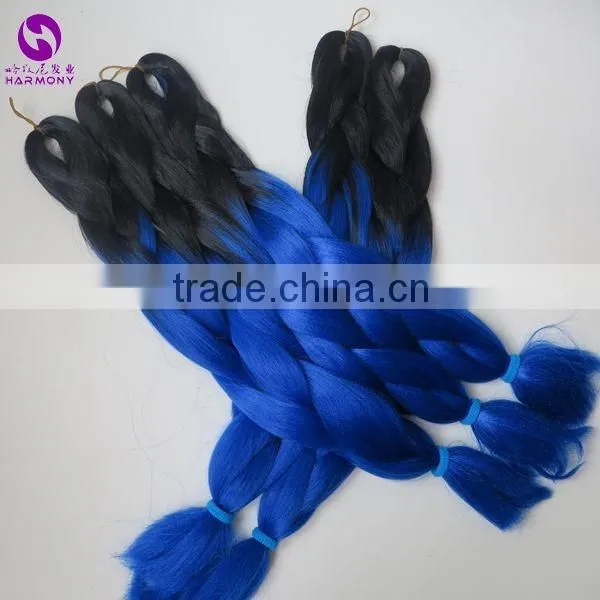 HARMONY 24" 100g/pc BLUE&CELADON GREEN Ombre Two Tone Colored Jumbo Braid Synthetic Box Crochet Ombre Braiding Hair