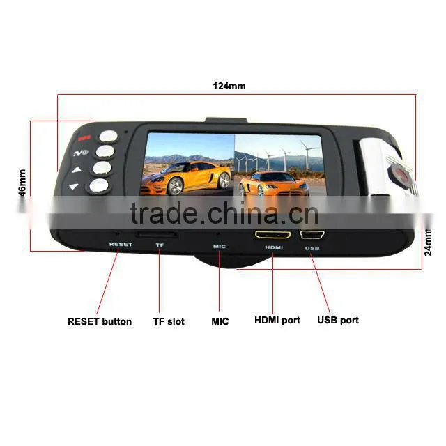 Hot sale 2.7 inch 1080P display Dual channel car dvr