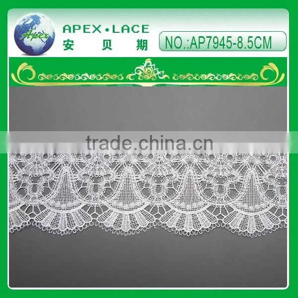 Embroidery polyester lace trim with scallop on both side AP7942