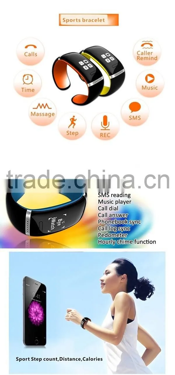 Touch Screen Bluetooth Bracelet Sport Activity Tracker L12S for IOS Android Fitness Sleep Long Time Standby