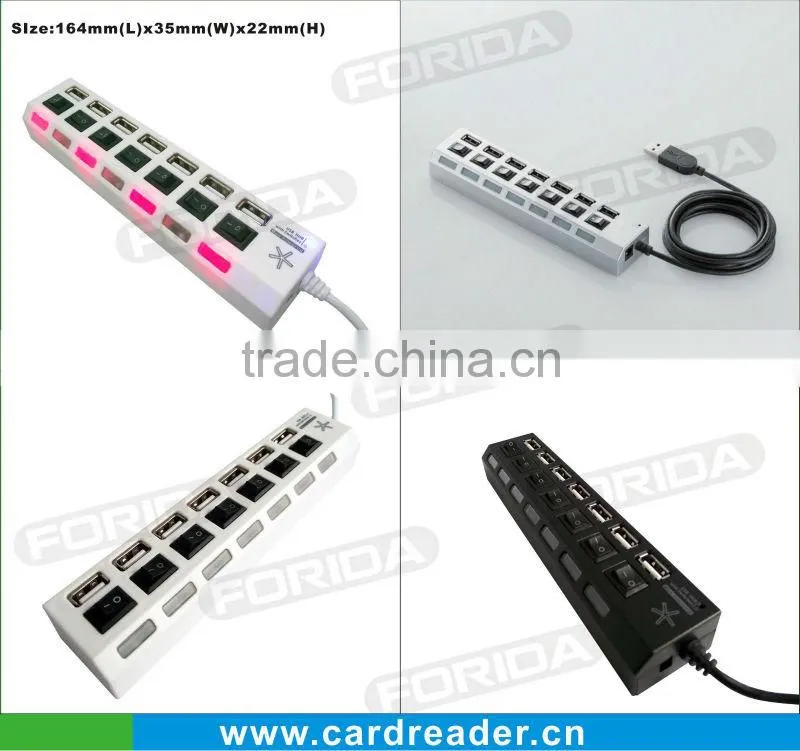 New High Quality Mini 7 Port USB Hub 2.0
