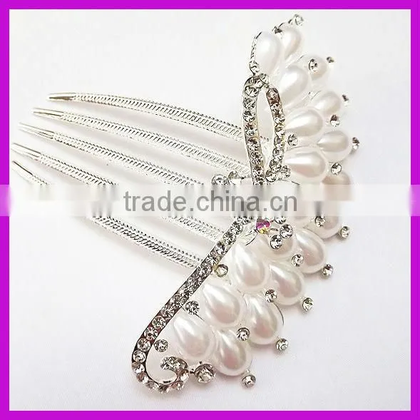 Luxurious rhinestone butterfly bridal hair comb for bride manufacturers China supplier BY 1871