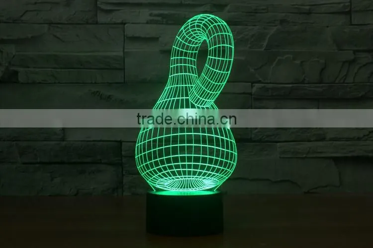 calabash shape 3d optical illusion acrylic led night light lamp touch control + battery operated christmas led lights