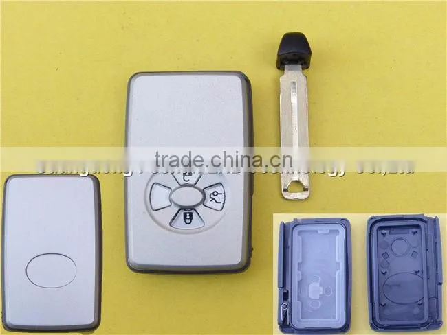 Uncut emergency key 3 buttons smart card remote key shell for Toyota RV4 Yaris silver cover