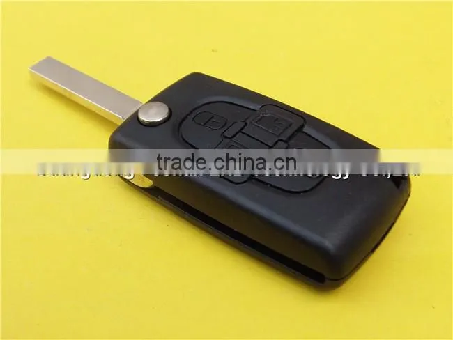 Best sell 4 buttons flip key shell for Peugeot 307 without battery place