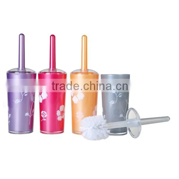 Lovely flower style printed Plastic Toilet Brush Set &Plastic makeupToilet Brush Set