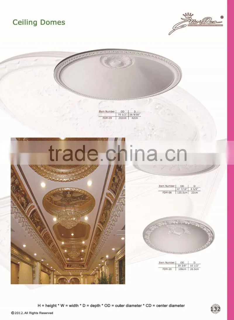 2015 High Quality Good price beautiful new modern luxury pu cornice Ceiling domes