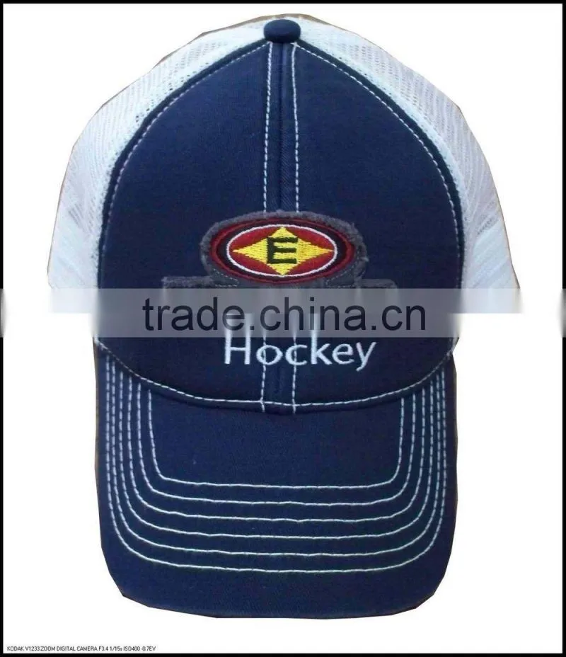 100% cotton washed cotton and mesh hockey team baseball cap