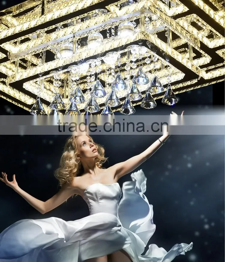 Top Quality K9 Crystal Ceiling Light 128W Amber Luxury Crystal Lamp