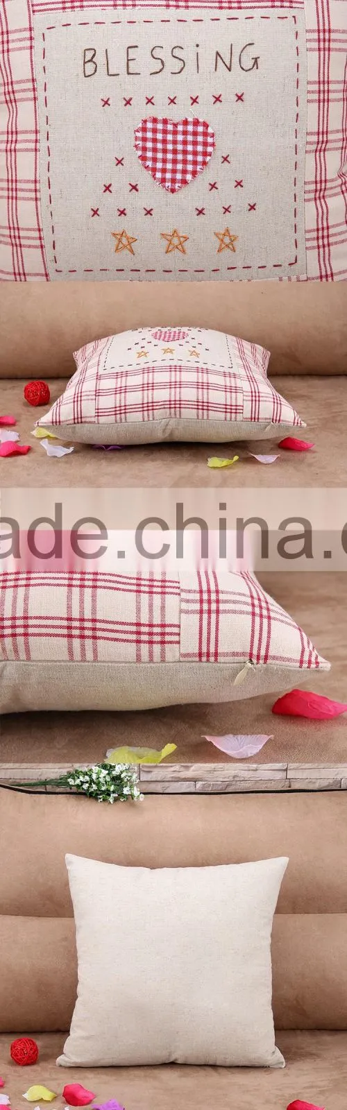 2015 new pastoral style hand embroidery cartoon Cotton and linen hold pillow Sofa cushion cover car decoration