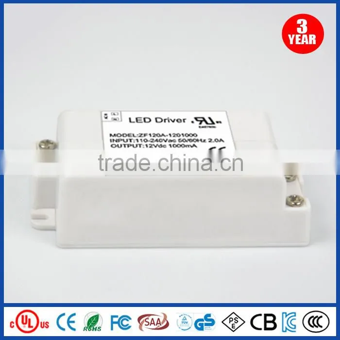 ZF120A-1201000 led tranformer 12v dc 1000mA output led driver