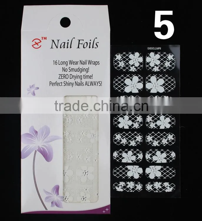 Bulk Production 16pcs White Lace Nail Sticker
