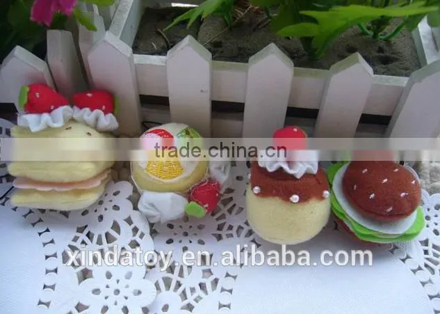 Mini fruit cake food keychain plush toy