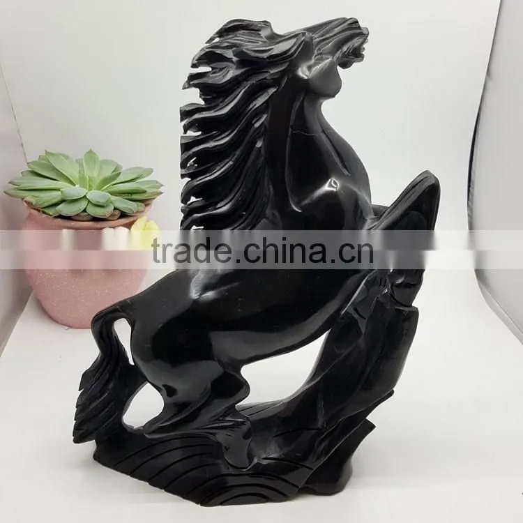 Obsidian horse figurine sculpture animal carvings office ornaments