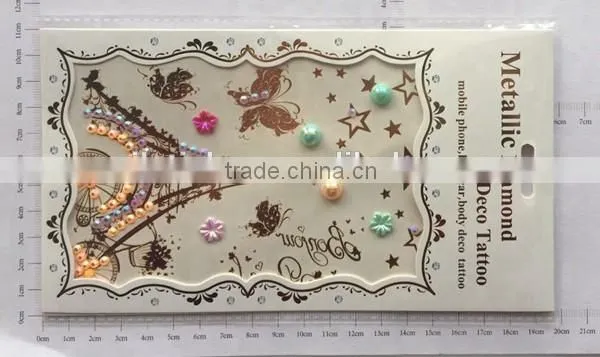 Custom Multi-application metallic tattoo with rhinestone gold crystal hair tattoo stickers