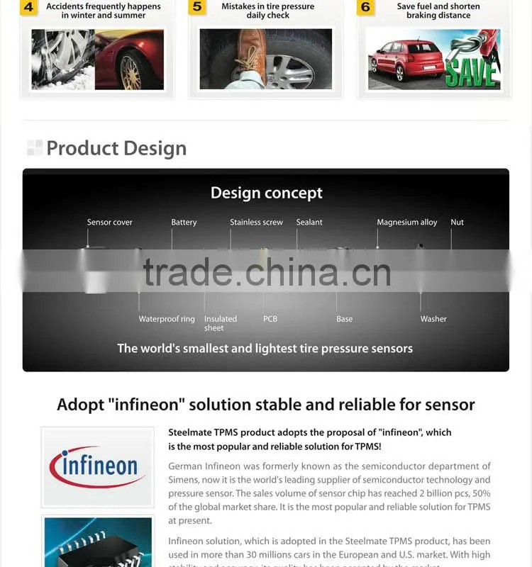 2015 Steelmate TP-74B lcd monitor tpms car tpms bluetooth,truck tire pressure monitor, tpms for car pc