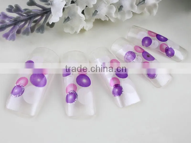 Wholesale 70pcs/box airbrushed false nail Glitter full cover nail tip