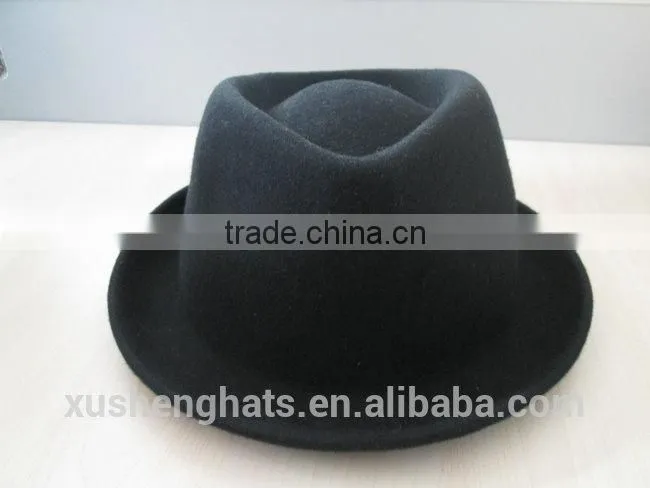 fashion black wwaterprof 100% wool felt homburg hat