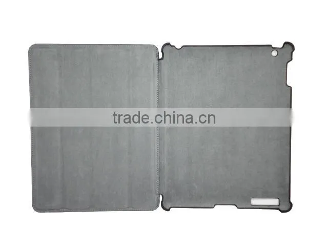 Heat setting stand leather case for the new iPad 3 Black