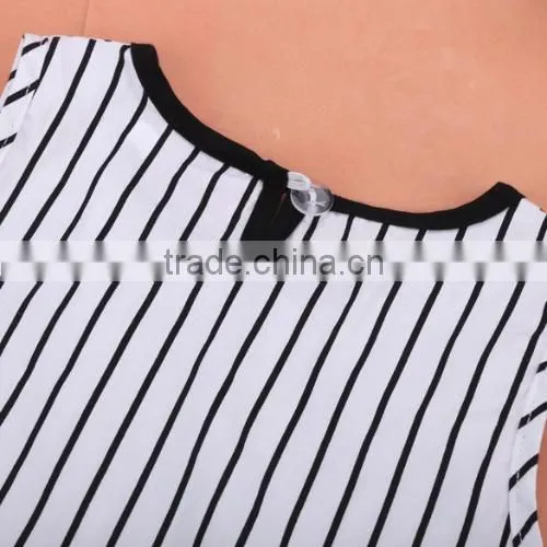 New Kids Girl's Wear Sleeveless Cute Dot Striped O-Neck Patchwork Dress