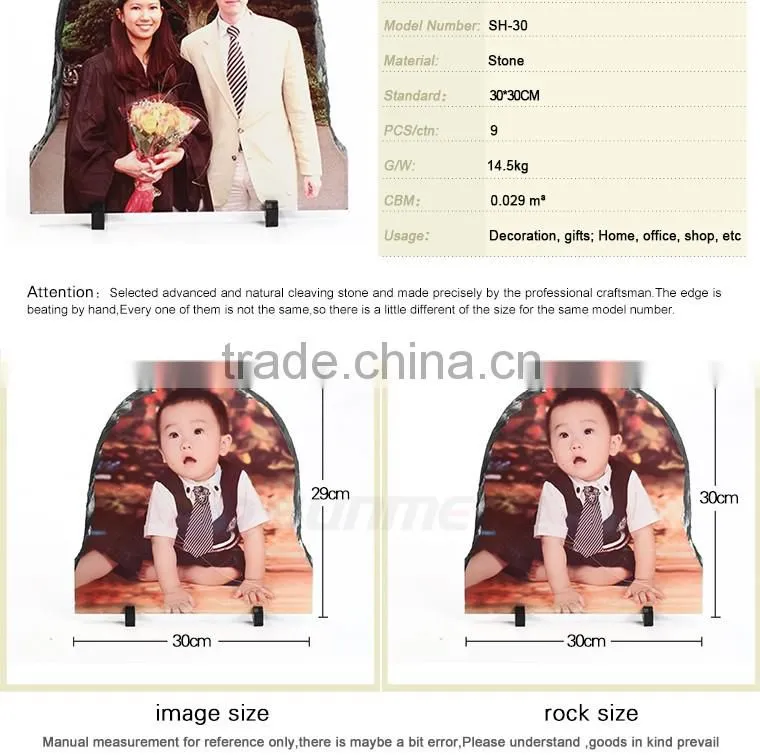 High Quality Photo Frame Sublimation Slate Photo Stone Photo Rock