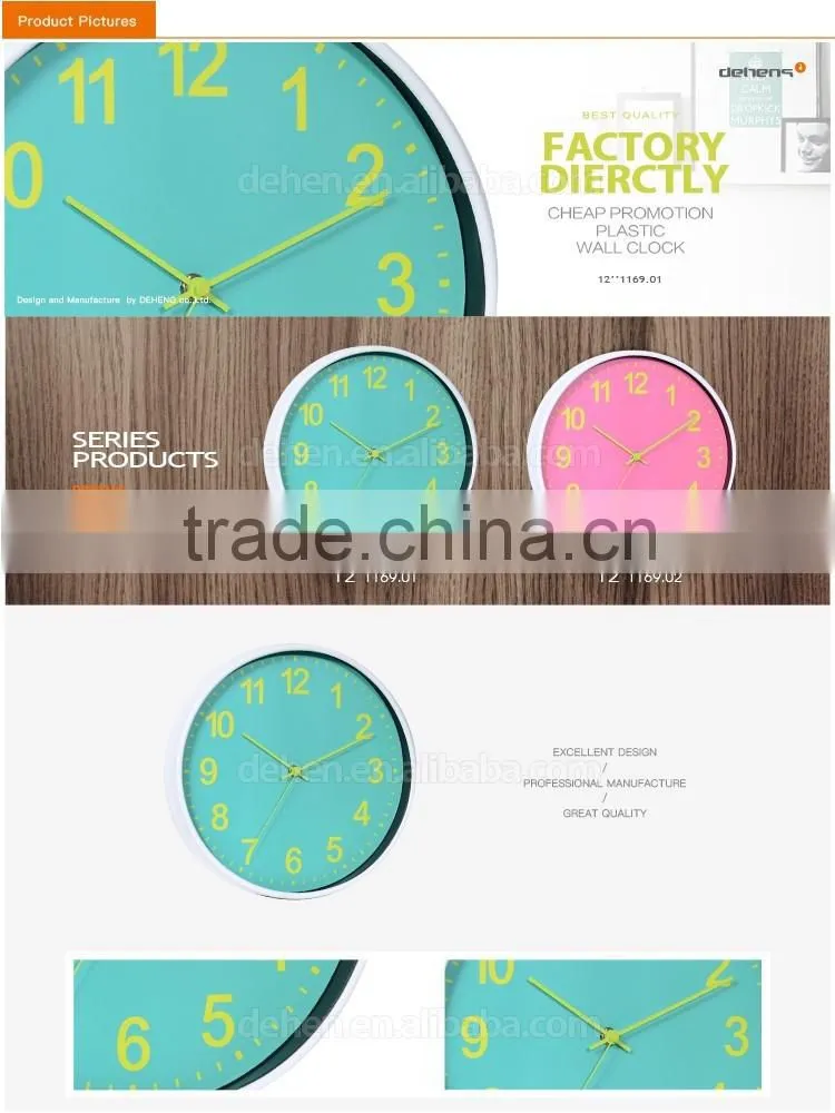 DEHENG 12 inch hotselling simple plastic wall clock