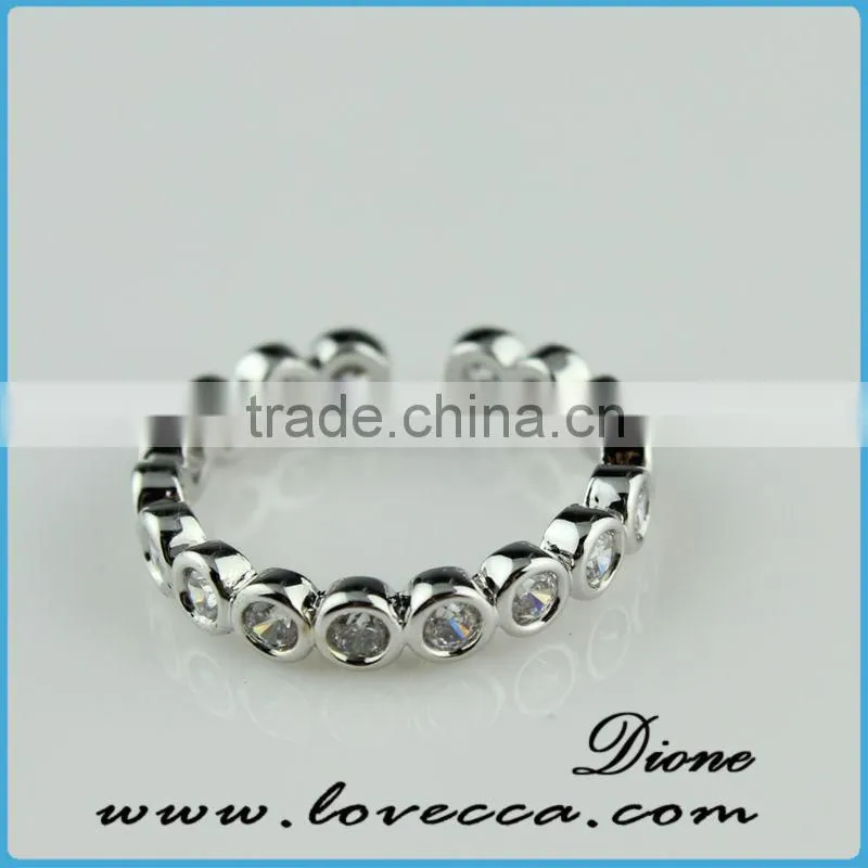 2015 new arrival coustom design lots of rhinestone brass white gold plated ring jewelry