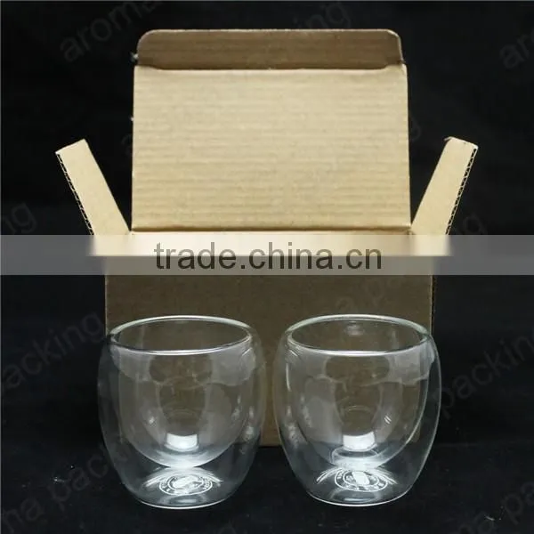 High quality double wall borosilicate glass cup with color box packing