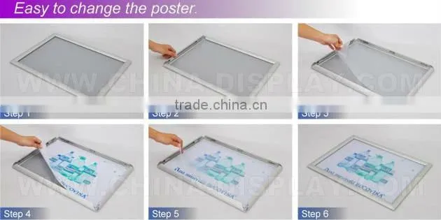 Aluminium snap edge frame sign flip open snap frame wall mounted frames