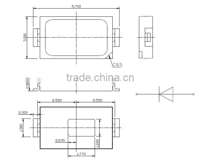 0.5w cheap white smd 5730 led 50lm brightness