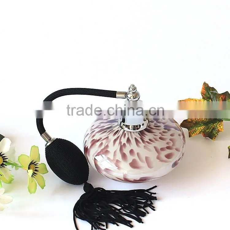 100ml Purple Point Handmade Glass Spray Perfume Bottle Atomizer Air Bag Cover
