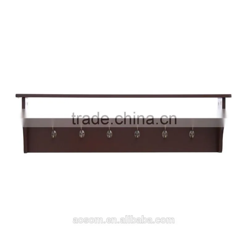 HomCom Coffee 42" 6 Hook Hanging Entryway Shelf