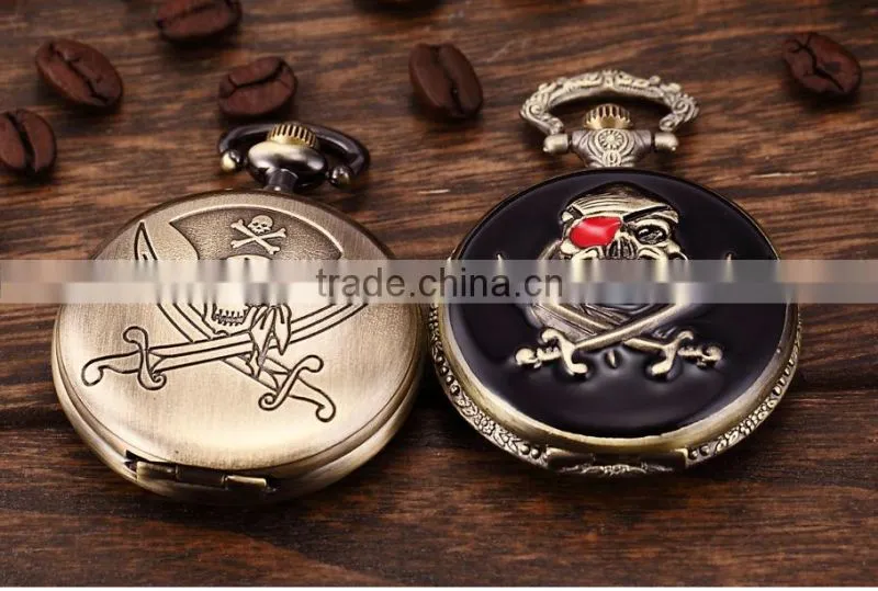 Stylish Pirate Analog Quartz Pendant Mens Pocket Watch