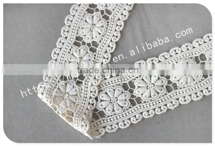 Newest design 8cm width flowers embroidery cotton lace trim wholesale