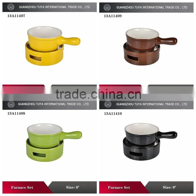 2015 Hot sale unique ceramic cheese fondue set