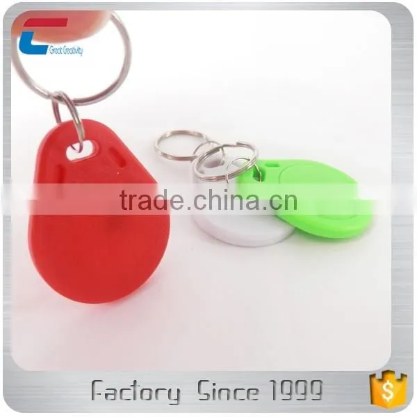 China manufacturer custom design contactless writable RFID ABS Keychain Key Fob with rings