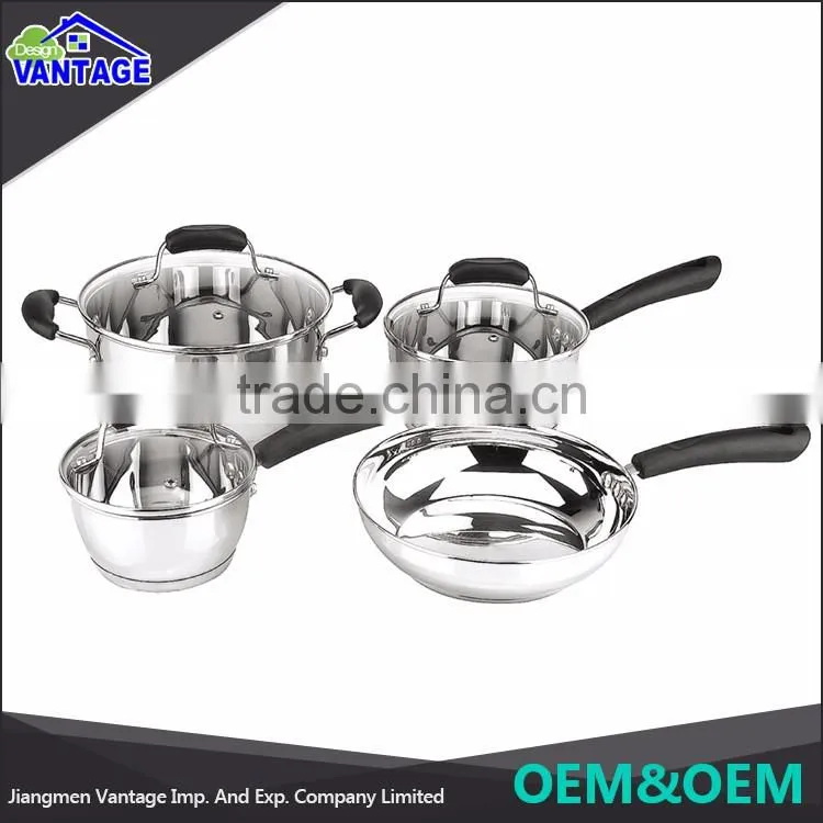 HIgh quality stainless steel royal cook queen cookwares cooking pots and pans milk pot