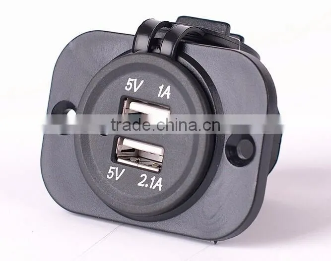 Car Waterproof Dual USB Socket with Mounting Panel